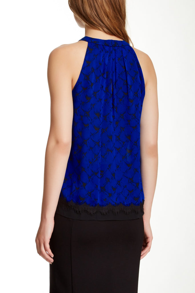 DVF Diane von Furstenberg Parvati Sleeveless Silk Blouse, Alligator Blue Diamond
