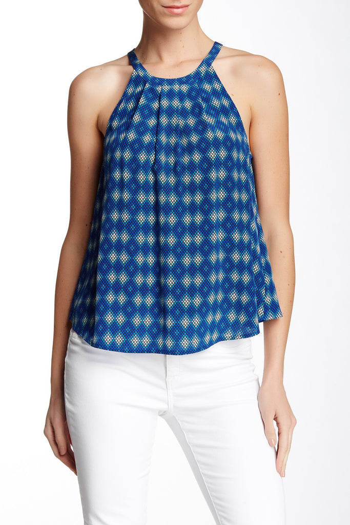 Joie Aloysius Printed Silk Sleeveless Tank Top, Deep Indigo