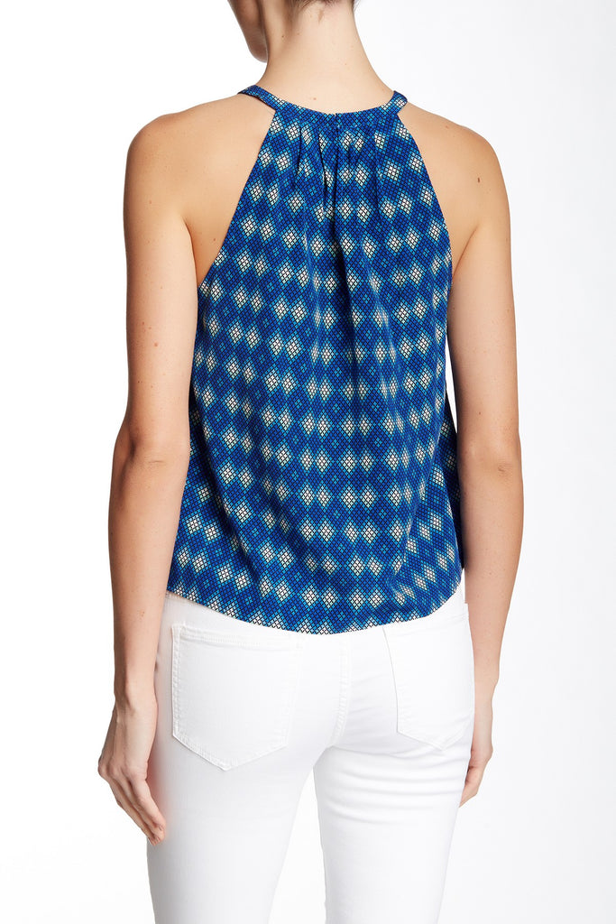 Joie Aloysius Printed Silk Sleeveless Tank Top, Deep Indigo