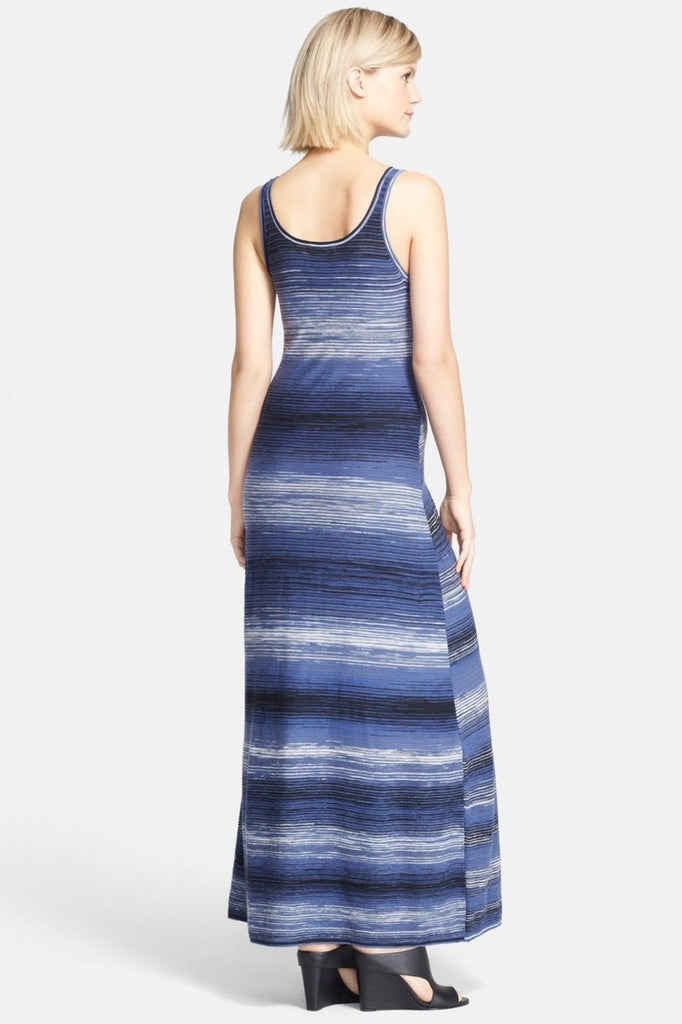 Vince Striped Cotton Space Dye Maxi Dress, Coastal Blue