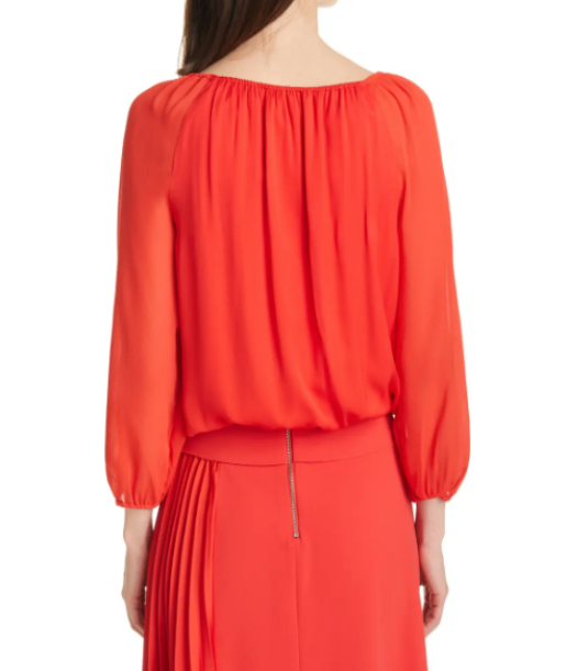 Alice + Olivia 'Alta' Blouson-Sleeve Top, Bright Poppy