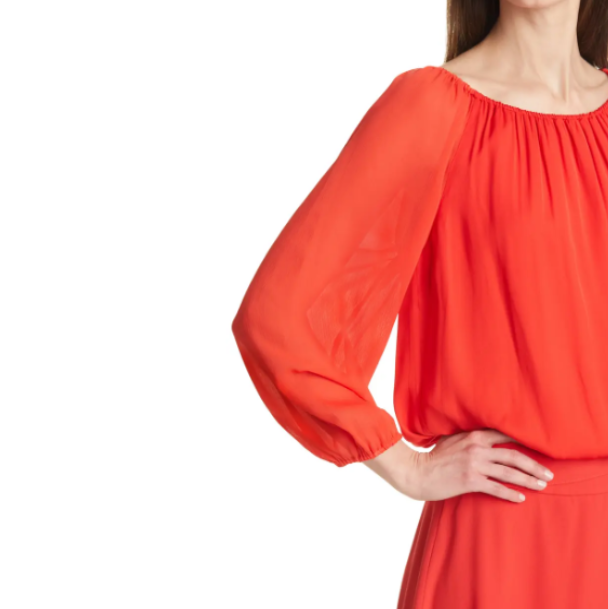 Alice + Olivia 'Alta' Blouson-Sleeve Top, Bright Poppy