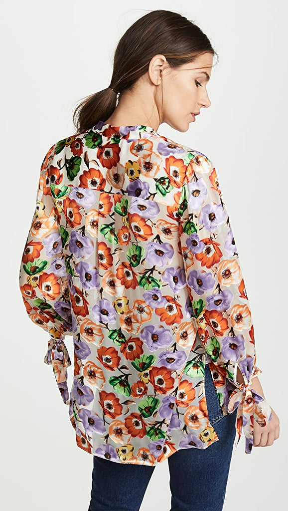 Alice + Olivia Sheila Blouson-Sleeve Floral Print Top, Orchid Multi