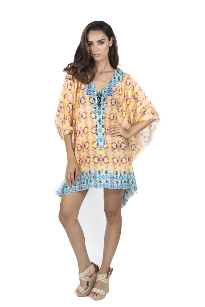 Bindya NY Tie-Dye Print Lace-Up Swimsuit Cover-up, Multi