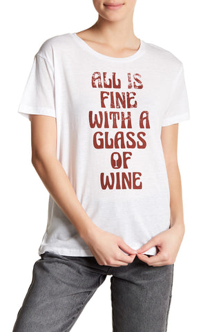 Chaser "Stay In & Drink Champagne" Glitter Tee Shirt, Black/Silver