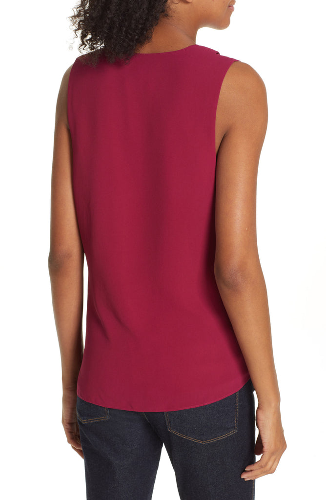 Cinq a Sept Abby V-Neck Twist Front Sleeveless Top, Tulip