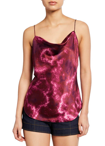 FRAME Raw Edge Sleeveless Satin Cami Tank Top, Off-White