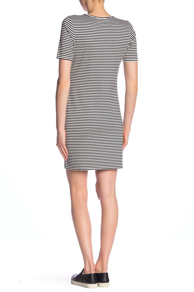 Current/Elliott The Leighton Dress, Compact Feeder Stripe, Black