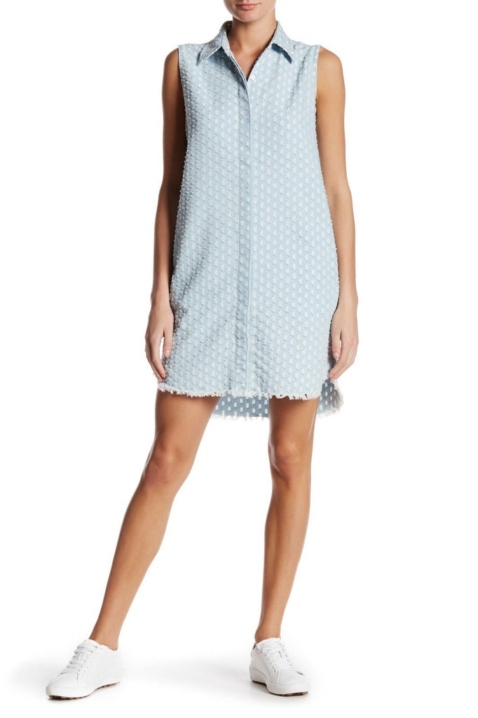 Current/Elliott 'The Sage' Frayed Hem Shirtdress, Earthwind Blue