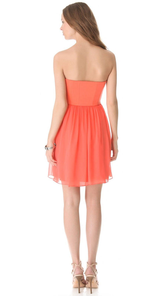 DVF 'Asti' Short Strapless Silk Dress, Firework Coral