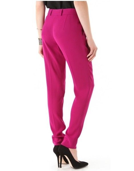 DVF Jacques Cady Crepe Pants, Roseberry Magenta