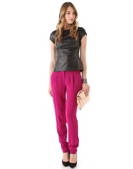 DVF Jacques Cady Crepe Pants, Roseberry Magenta