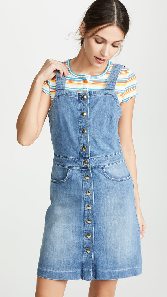 FRAME Claire Denim Snap-Front Mini Dress, Islet