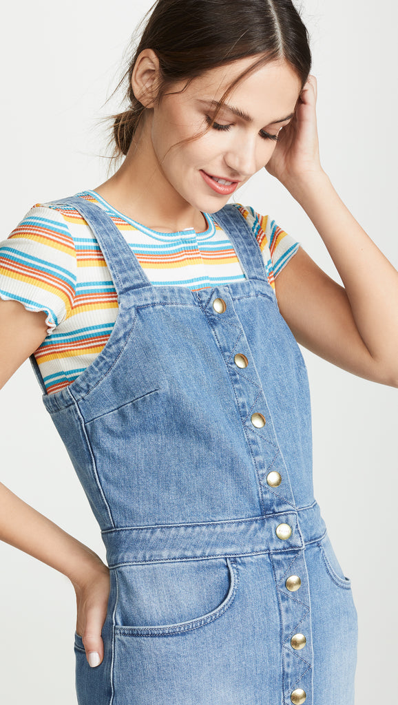 FRAME Claire Denim Snap-Front Mini Dress, Islet