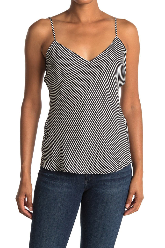 FRAME Sleeveless Silk Classic Stripe Camisole Top, Noir Multi