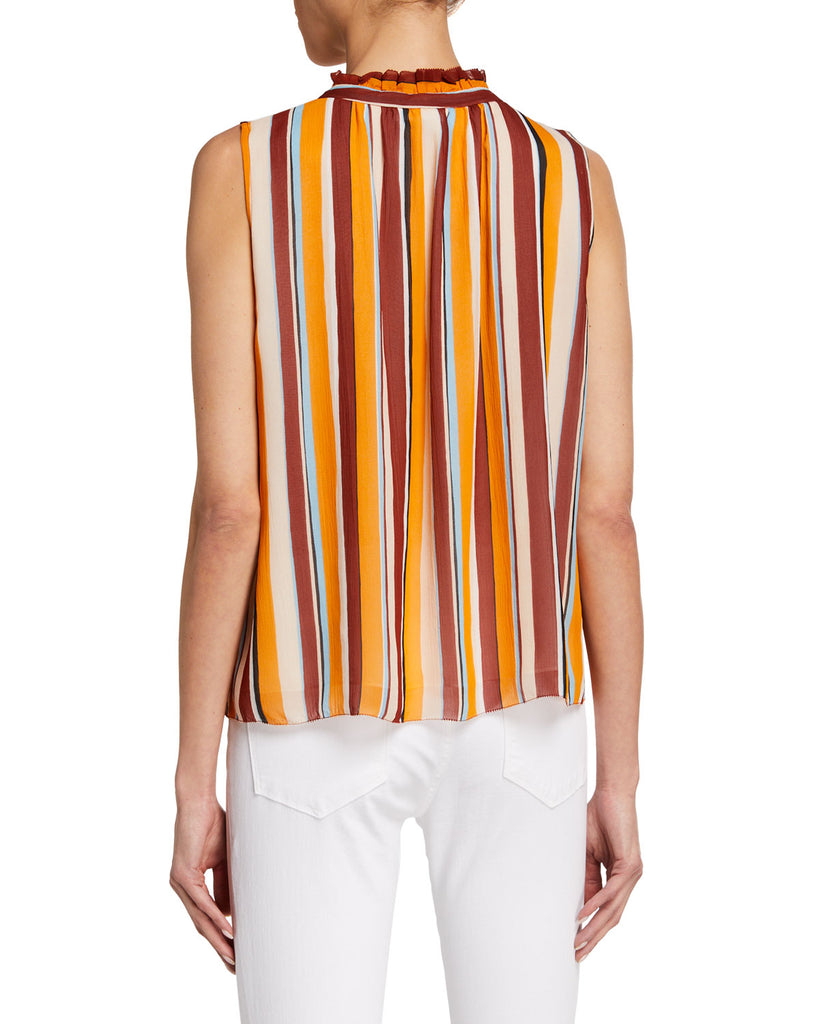 FRAME Sleeveless Striped Silk Raglan Top, Sunrise Multi