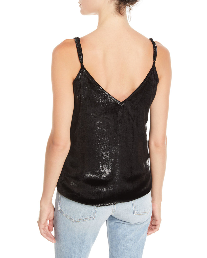 FRAME Sleeveless Velvet Shimmer Cami Top, Noir Black