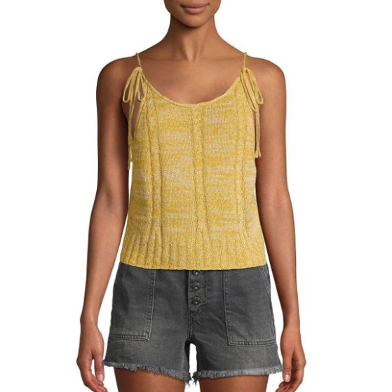 Free People Bombshell Open-Knit Tank Sweater, Hawaii Honey
