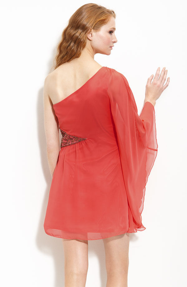 Free People 'Dancing in the Moonlight' Chiffon Beaded Dress, Papaya