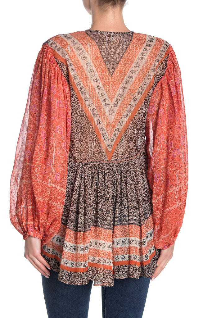 Free People Aliyah Printed Tunic Top, Black Combo