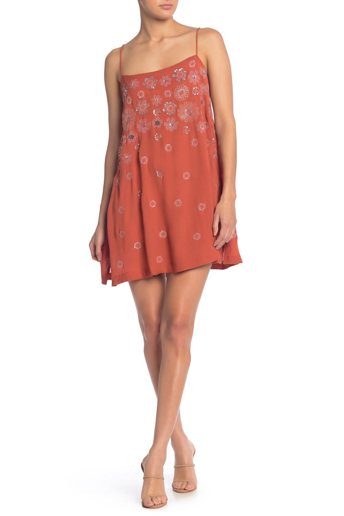 Free People Azealia Embellished Slip Dress, Copper