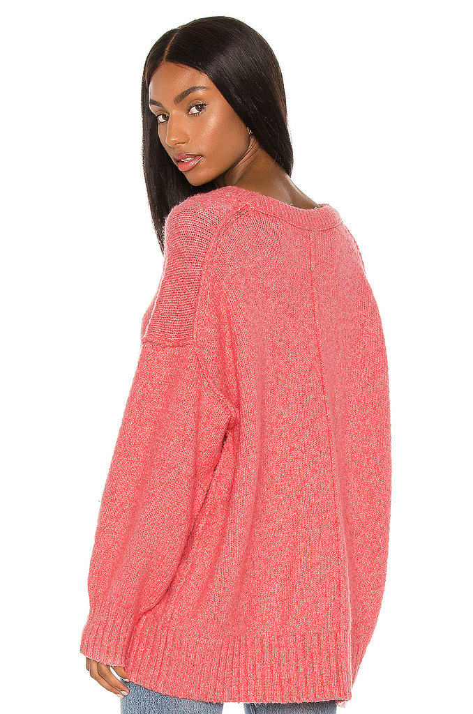 Free People Brookside Oversized Tunic Sweater, Pink Lightning