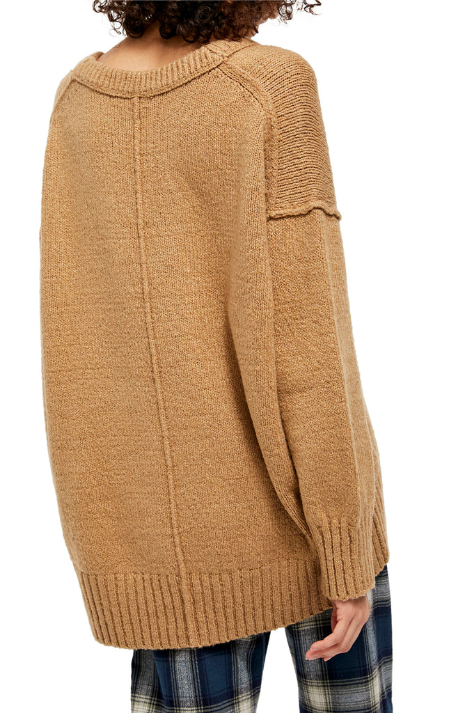 Free People Brookside Oversized Tunic Sweater, Desert Camel Tan