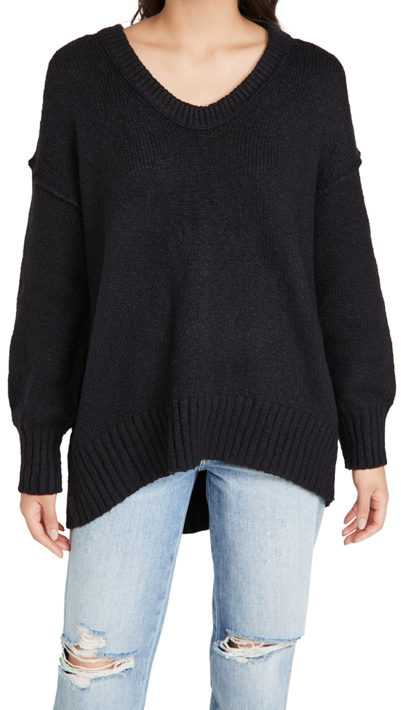 Free People Brookside Oversized Tunic Sweater, Black