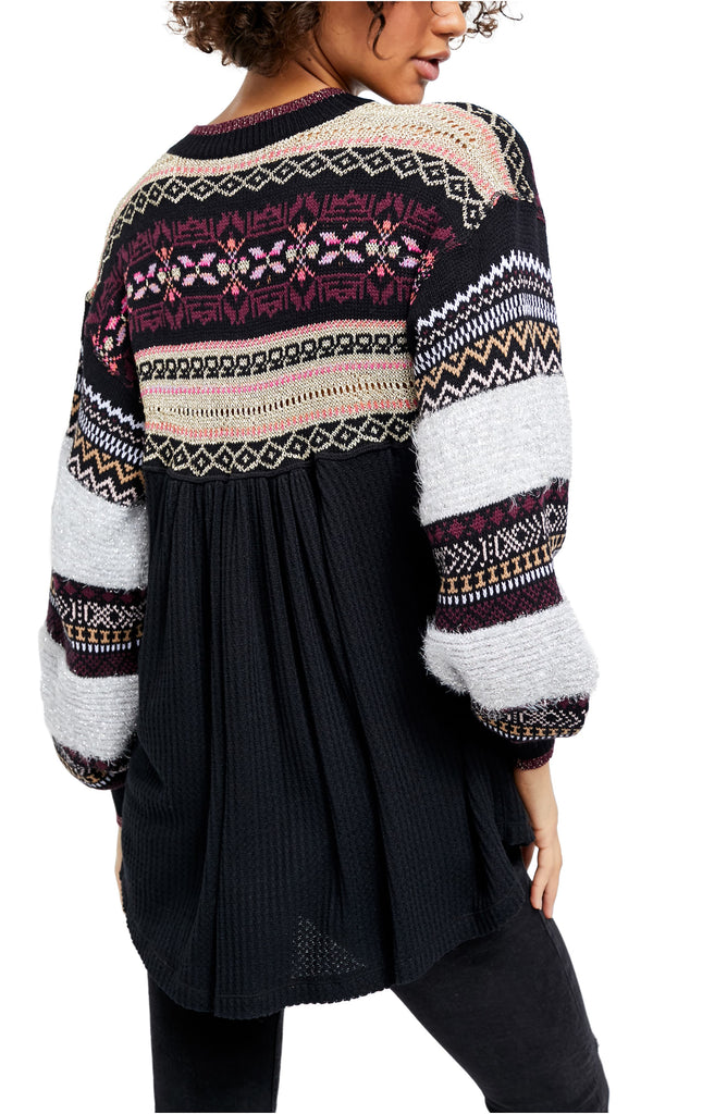 Free People Cozy Cottage Swing Hem Sweater, Black