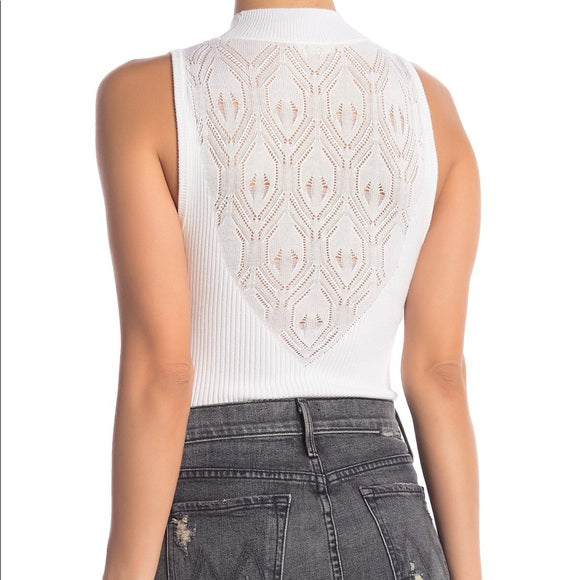 Free People On Point Ribbed Mockneck Bodysuit, White