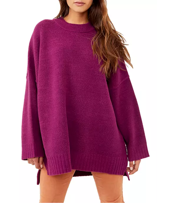 Free People 'Peaches' Oversized Tunic Sweater, Plum Caspia