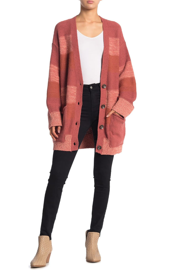 Free People Southport Oversized Cardigan Sweater, Blushes Combo