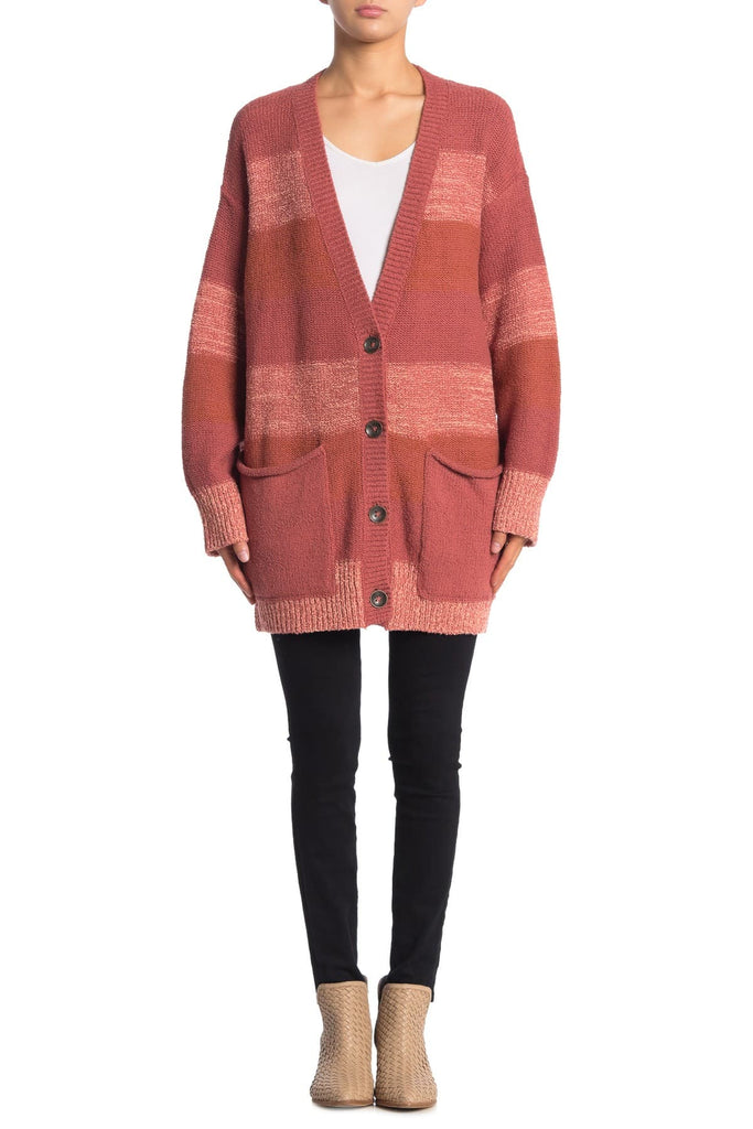Free People Southport Oversized Cardigan Sweater, Blushes Combo