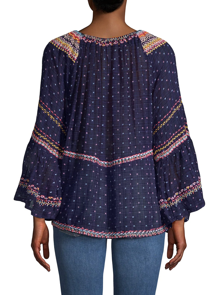 Free People 'Talia' Embroidered Tunic Top, Starless Sky