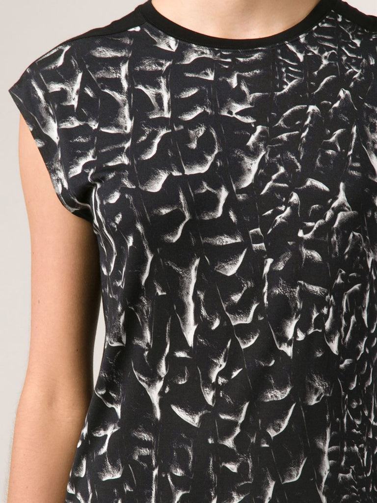 Helmut Lang Strata Print Jersey Sleeveless Top, Black/Grey