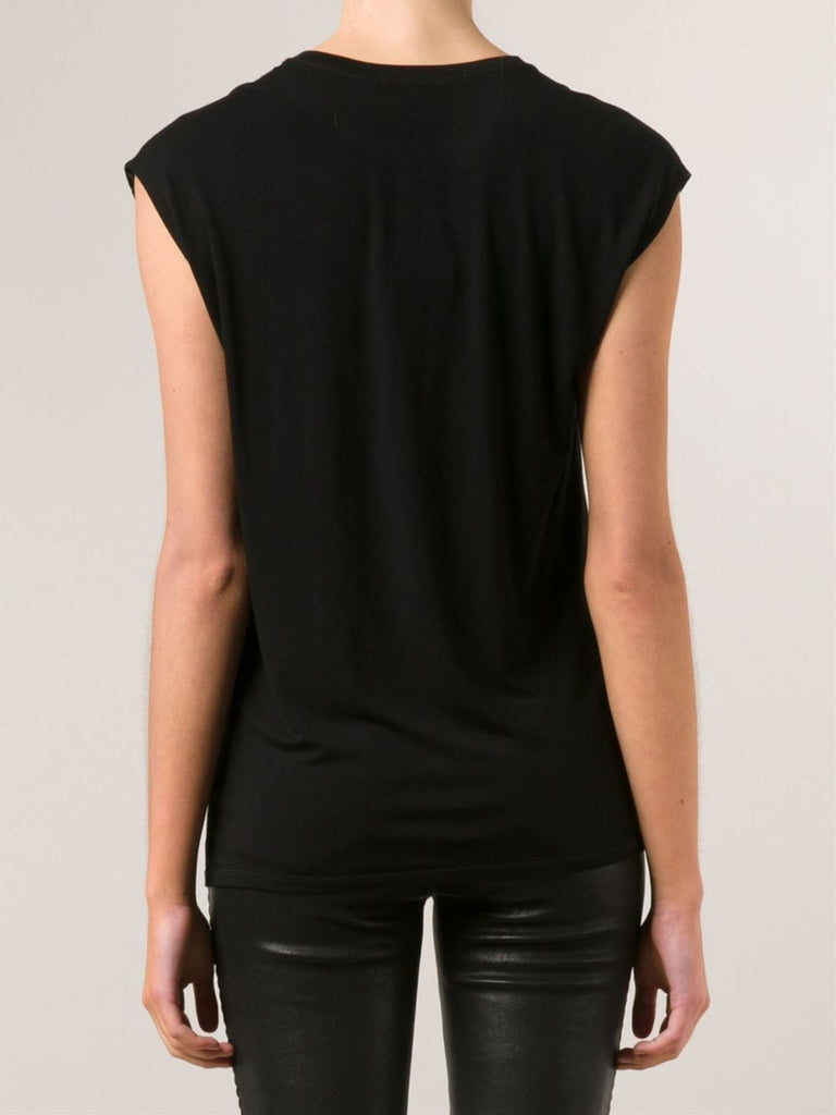 Helmut Lang Strata Print Jersey Sleeveless Top, Black/Grey