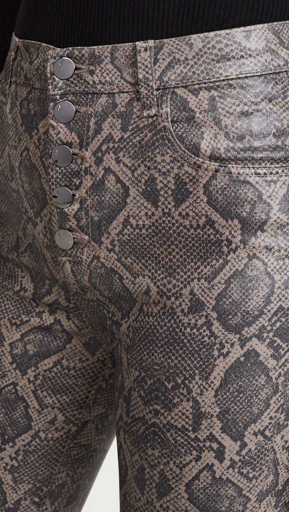 J Brand 'Lillie' Coated Snake-Print Crop Skinny Jeans, Coated Boa