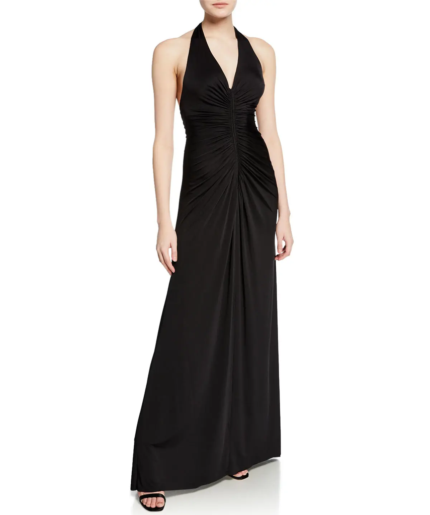 JILL JILL STUART Ruched Jersey Halter Gown, Black