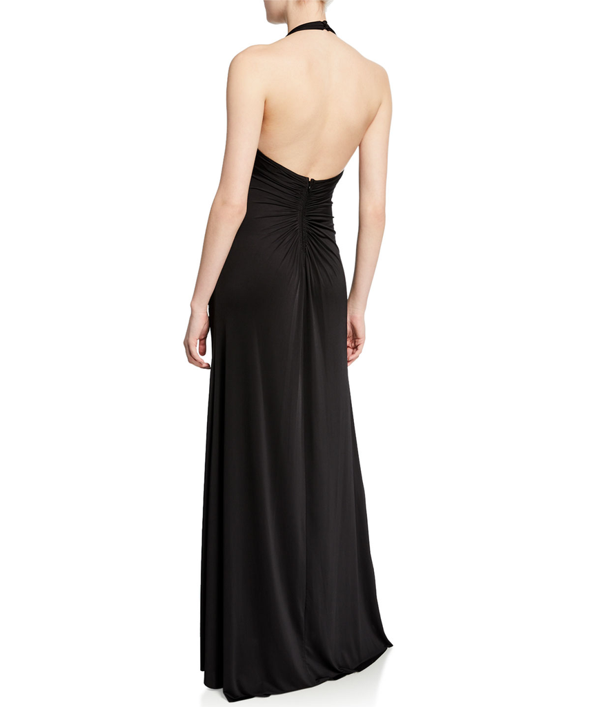 JILL JILL STUART Ruched Jersey Halter Gown, Black