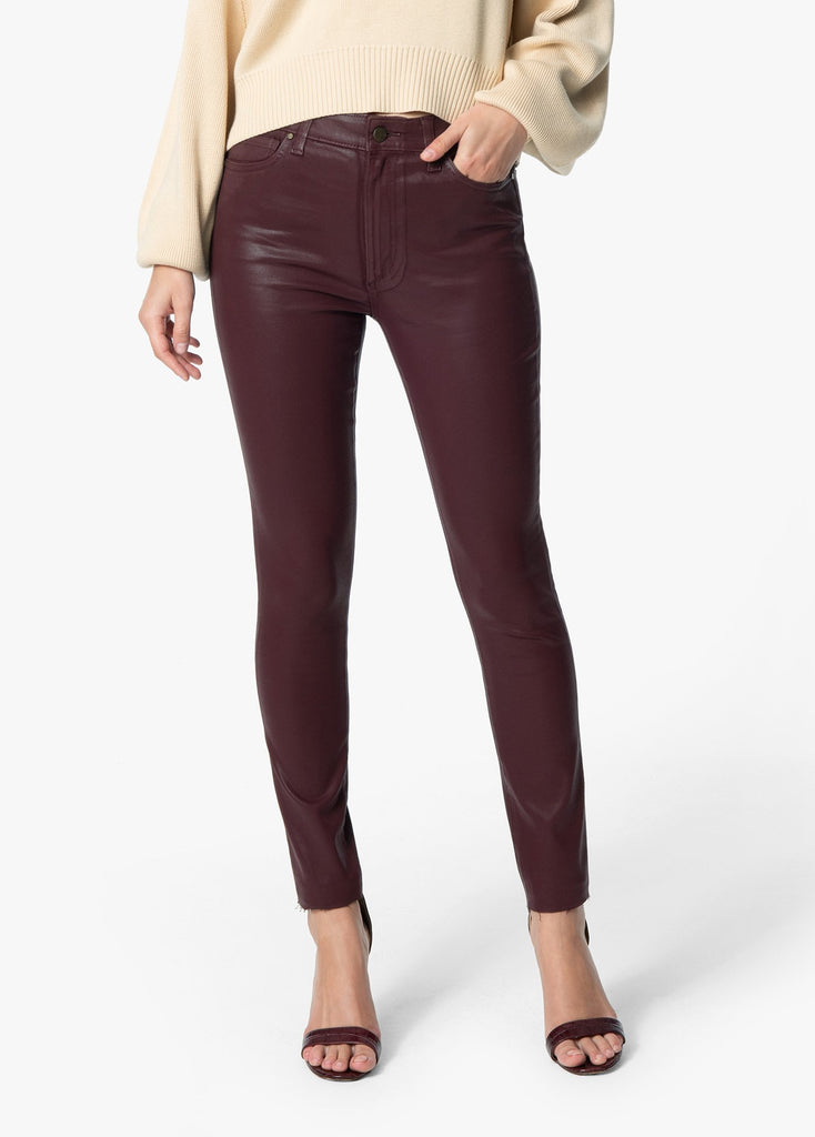 JOE'S Jeans 'Charlie' Coated High-Rise Ankle Skinny Jeans, Merlot