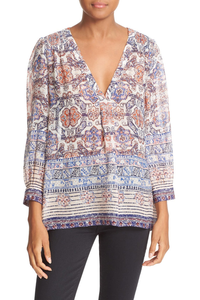 Joie 'Aceline' Printed Silk Blouse, Dusty Pink Sand