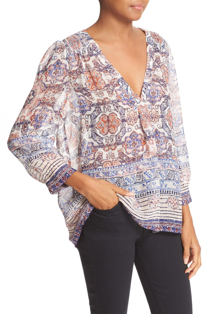 Joie 'Aceline' Printed Silk Blouse, Dusty Pink Sand