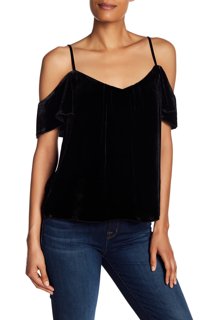 Joie Adorlee Cold Shoulder Velvet Top, Black