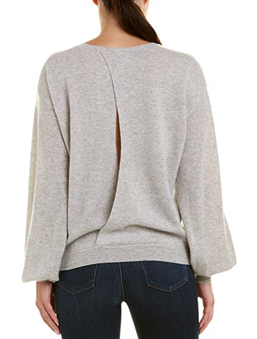Joie 'Airic' Wool/Cashmere Open Back Sweater, Light Heather Grey