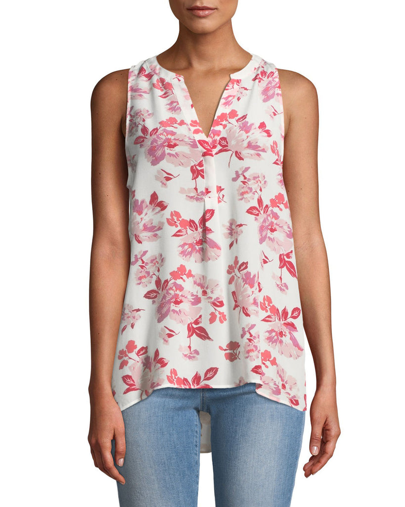 Joie Aruna Floral Printed Silk Sleeveless Top, Soft Pink