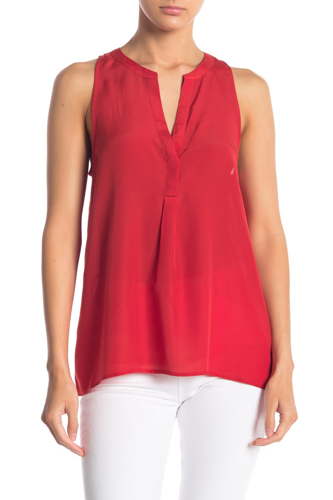 Joie Aruna Split Neck Sleeveless Top, Big Apple Red