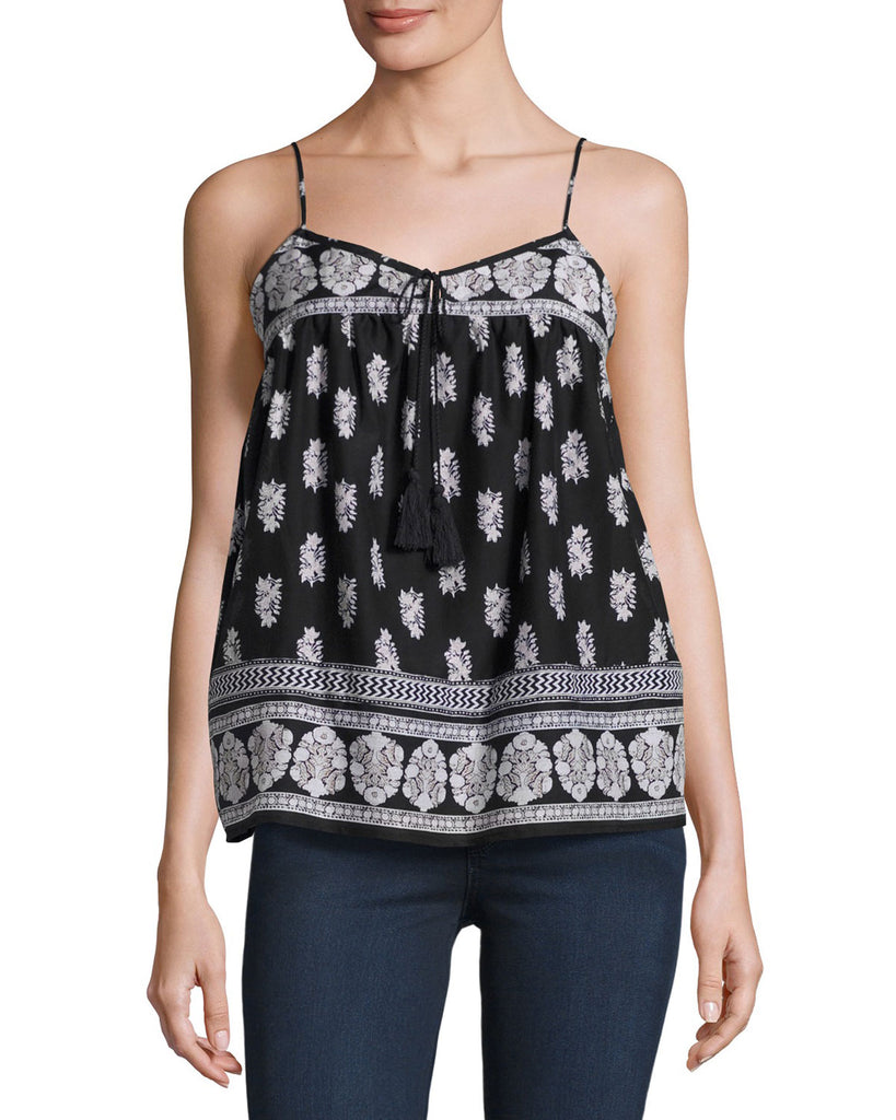 Joie 'Chatham' Bandanna Print Cotton/Silk Tank Top, Caviar Black
