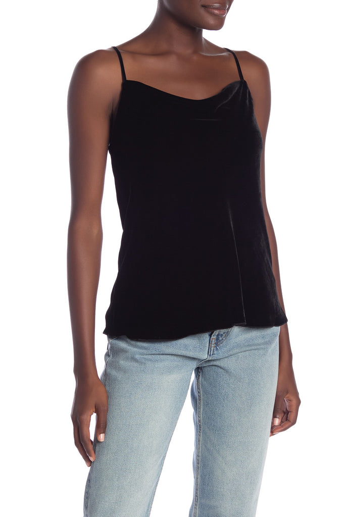 Joie Brandee B Sleeveless Velour Cami Top, Caviar Black