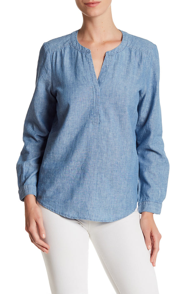 Joie Carita Linen/Cotton L/S Blouse, Chambray Blue