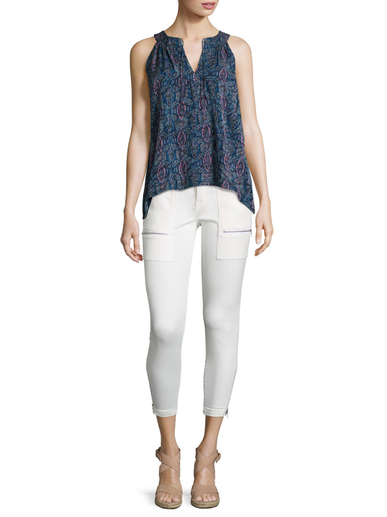 Joie Elin Tile-Print Silk Blend Sleeveless Top, High Seas